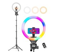 UBeesize Anneau Lumineux RVB de 30,5 cm avec trépied de 62 Pouces pour Enregistrement vidéo et Diffusion en Direct (Youtube, Instagram, TIK Tok), Compatible avec téléphones, caméras et webcams