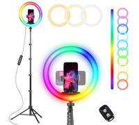 UBeesize Anneau Lumineux RVB de 30,5 cm avec trépied Extensible de 157,5 cm et télécommande, lumière LED avec Support de téléphone pour Enregistrement vidéo/Maquillage/créateur de Contenu
