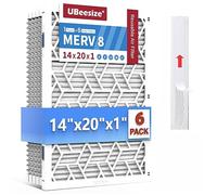 UBeesize Filtre à air réutilisable 14 x 20 x 1, filtre AC / HVAC/four, MERV 8, MPR 700, facile à fermer/ouvrir, 1 cadre ABS réutilisable+6 filtres remplaçables (taille réelle : 35 x 50 x 2,4 cm)