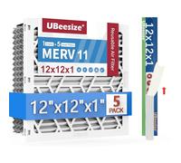 UBeesize Lot de 5 filtres à air réutilisables de 30,5 x 30,5 x 2,5 cm, filtre AC/HVAC/four, MERV 11, MPR 1200, facile à fermer/ouvrir, 1 cadre en ABS réutilisable + 5 filtres remplaçables (taille