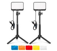 Ubeesize Pack de 2 LED Video Light dimmable Camera Light avec trépied réglable et Filtre de Couleur pour l'éclairage de vidéoconférence/Jeu en Streaming/Youtube Video Photography