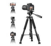 UBeesize Trépied pour appareil photo de 188 cm avec support de téléphone portable et télécommande, trépied avec poche portable pour téléphone et appareil photo, trépied compatible avec appareils photo