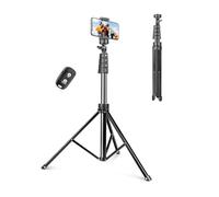 UBeesize Trépied pour smartphone, bâton selfie avec télécommande, extensible 183 cm, noir, compatible avec iPhone, Android, appareil photo, acier inoxydable et alliage d'aluminium
