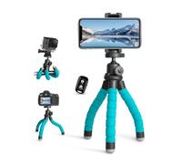 UBeesize Trépied pour téléphone portable, mini trépied pour smartphone et appareil photo, trépied pour iPhone avec support Bluetooth et télécommande sans fil pour les voyages (Bleu)