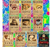 Ubephant One Piece Poster, 10Pcs Affiche One Piece, Anime Wanted Posters Papier Kraft Décoration de Chambre DIY, Cadeaux pour Enfants