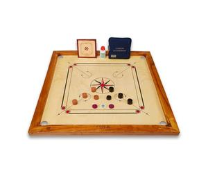 Uber Games Carrom Board Set & Stand - Plateau de jeu 83,8 x 83,8 cm avec Carrom Men, Striker & Powder - Set d'entrée de gamme - Fabriqué en Inde - Convient pour les débutants