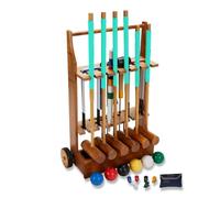 Uber Games Ensemble de Croquet Pro 6 Joueurs avec Support de Croquet | 6 Maillets en bois dur, 6 Boules Composites, 6 Cerceaux en Acier