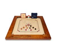 Uber Games - Jeu de planches de carrom Bulldog avec sac - 94 x 94 cm - Taille officielle du plateau de jeu avec accessoires de carrom - Bords en bois dur pour un rebond optimal - Fabriqué en Inde