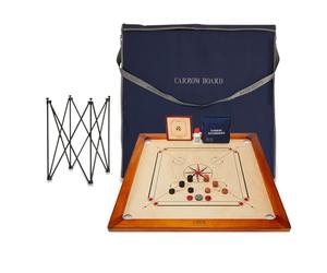 Uber Games Jeu de Planches de Carrom de qualité supérieure - 83,8 x 83,8 cm - Taille Officielle - Comprend Carrom Men, Striker et Acc. - Bords en Bois Dur pour Un Meilleur Rebond - Fabriqué en Inde