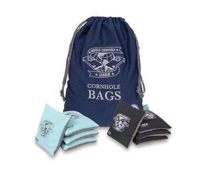 Uber Games - World Cornhole League - 8 poufs professionnels - 4 verts et 4 gris - Taille officielle 15 cm x 15 cm et 450 g - Construction en tissu double face et double face