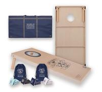 Uber Games - World Cornhole League - Ensemble de planche double 120 x 60 cm et sac - Taille réglementaire 12,2 x 6,1 m - Plateau de qualité tournoi et 16 sacs de cornhole professionnels - Produit sous