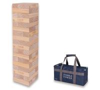 Ubergames Tour mobile géante jusqu'à 90+ cm XXL Jumbo Hi-Tower dans sac - 0,9 m (max dans le jeu. Jeu de tour en bois de pin massif - blocs de luxe supplémentaires et sac (jusqu'à 90 cm)