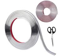 UBERMing 2 Pièce Moulure Murale Adhesive Argent Flexible Moulure Autocollante 5 m x 9.6 mm, Moulure Decorative Adhesive Plafond Peel and Stick pour Meubles Mur Plancher Armoire