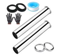 UBERMing 2 Pièces Tube Plongeur Siphon Acier Inoxydable, 300mm Tuyau pour Siphon avec Bagues D'étanchéité et Écrou pour Raccord de Vidange de Meuble-Lavabo, 1 1/4 pouce x 32mm