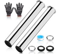 UBERMing 2 Pièces Tube Plongeur Siphon Acier Inoxydable, 400mm Tuyau pour Siphon avec Bagues D'étanchéité et Écrou pour Raccord de Vidange de Meuble-Lavabo, 1 1/4 pouce x 32mm