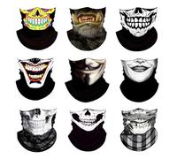 UBERMing 9 Pièces Cache Cou Foulard Multifonction Bandana | Masque Moto Tête de Mort Demi Cagoule, Tour de Cou Homme Femme pour Ski Course à Pied Vélo Fête d'Halloween