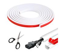 UBERMing Cache Cable Goulotte Auto-Adhésif 1.5 m, Mini Goulotte de Câble pour Cacher 1 Fil, Goulotte Passe Cable Flexible Cache Fil Electrique pour Fils au Sol Mural, 15 mm (W) x 10 mm (H) - Blanc