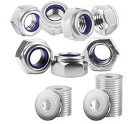 UBERMing Ecrou M6 DIN985 50 Pièces Écrou Nylstop en Acier Inox A2 V2A avec 50 Rondelles M6, Ecrou Frein Hexagonal Écrou Autobloquant Inoxydable pour Vis Boulons Filetés Tiges Filetées