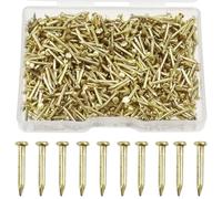 UBERMing Mini Clous Bois 1x10mm Doré Rond Tête Petits Clous en Bois Avec des Pincettes pour Bricolage Images Décoratives Boîtes en Bois Accessoires Ménagers - 80g (Environ 800-900 Pièces)