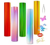 UBERMing Vinyle de Transfert de Chaleur 30 x 25 cm avec 1 Pince à Épiler, Vinyle Thermocollant Holographique HTV Transfert Thermique pour DIY T-Shirts Chapeaux ou D'autres Textiles (5 Couleurs)