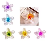UBIK Lot de 6 pinces à cheveux hawaïennes en forme de fleur pour cheveux épais, 6 couleurs (6 couleurs nacrées)