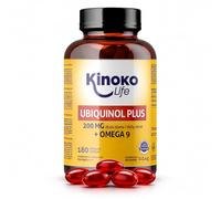 UBIQUINOL Plus 180 Capsules 200 mg Dose Journalière Coenzyme Q10 Réduite 100 mg par Capsule Oméga 9 Huile d’Olive Vierge Extra Fermentation Naturelle