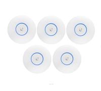 Ubiquiti Pack de 5 U6+ Points d’Accès WiFi 6, 1500 ft² Couverture, 300+ Utilisateurs, PoE, MIMO 2x2, Vitesse 573.5/2402 Mbps, Montage au Plafond, Blanc