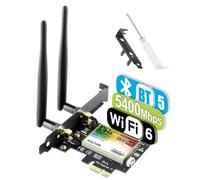 Ubit Carte WiFi 5400 Mbps PCI-E Intel WiFi 6e (6Ghz, 5Ghz, 2.4Ghz) Bluetooth 5.2 | MU-MIMO | OFDMA 160MHz | Ultra-Faible Latence | Compatibilité Win 10/11 64bit