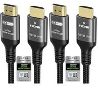 Ubluker 10K 8K 4K Câble HDMI 48Gbps 2.5M, Certifié Ultra Haut Débit HDMI® Cable 4K 240Hz 144Hz 120Hz 8K60Hz 0,01ms HDR10+ ARC eARC HDCP2.3 Netflix Roku TV PC Monitor Projecteur PS5 Xbox (Lot de 2)