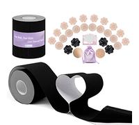 UbodyOasis Boob Tape Set - Boobytape for Breast Lift and Nipple Covers for Women - Instant Lifting Boobytape for Breast Lift Plus Size and Good Lines Boobytape - Black - 7.5cm