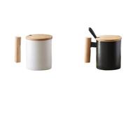 UBOHUZ 1 ensemble tasse à café en céramique avec poignée en bois et couvercle isolation thermique bureau maison tasses de Couple cuillère thé lait eau tasse Drinkware pour d'anniversaire