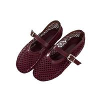 UBOHUZ 1 Paire de Chaussures Danse Ballet Plates et ajourées for Femmes, Pointures 35 à 43, en Maille, avec Boucle pour Femmes(Wine Red,Size41)