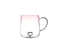 UBOHUZ 2 pièces 400mL amour dégradé verre Transparent tasse à café jus de lait Couple paire tasse bureau après-midi thé fête Drinkware pour d'anniversaire(Pink)