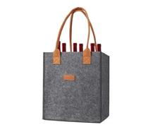 UBOHUZ 2PCS 6/12 Compartment Bottle Holder for Wine Beer Water Portable Felt Bag Carrier with Handles for Wedding Travel Picnic pour Bière, Champagne(Gray,S)