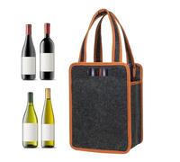 UBOHUZ 2PCS 6 Bottle Wine Carrier with Divider Felt Storage Tote Bag Portable Red Box with Handle pour Bière, Champagne