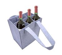 UBOHUZ 2PCS 6 Bottles Felt Wine Bottle Holder Bag Grey Protective Storage Washable with Carry Handle Carrier Wedding pour Bière, Champagne(White)
