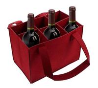 UBOHUZ 2PCS Bottle Bag Carrier Wine Holder for 6 Bottles Compartments with Carry Handle for Travel pour Bière, Champagne(Red)