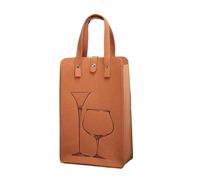 UBOHUZ 2PCS Double Bottle Felt Wine Tote Bag Heavy Duty Handheld Carrier, Wrap Storage Pouch for Beverage Packaging & Party pour Bière, Champagne(Light Brown)