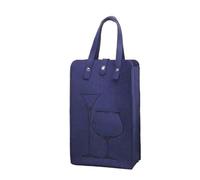 UBOHUZ 2PCS Double Bottle Felt Wine Tote Bag Heavy Duty Handheld Carrier, Wrap Storage Pouch for Beverage Packaging & Party pour Bière, Champagne(Blue)