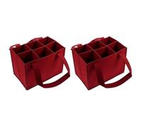 UBOHUZ 2PCS Nonwoven Felt Wine Bottle Bag 6 Capacity Shock Absorbing Lining Travel Portable pour Bière, Champagne(Red)