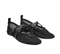 UBOHUZ Ballerines en Maille for Femmes, Sandales de Plage Creuses, légères et Confortables, à la Mode, Cuir, avec Boucle Sangle pour Femmes(Size 37)