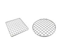 UBOHUZ Grille de Camping en Maille carrée et Ronde, Filet Cuisson au feu, Pique-Nique Plein air, Barbecue, Pot, Support à Bois Chauffage pour Barbecue(Round Square 2in1)