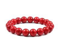 UBOHUZ Lot de 2 bracelets en pierre de pin rouge de 6/8/10 mm, bracelet de prière en perles, chapelet de méditation, bijoux de yoga for hommes et femmes Pour Femmes(21cm)