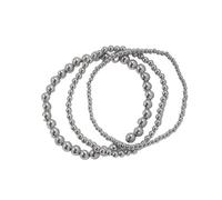 UBOHUZ Lot de 3 bracelets en acier inoxydable avec perles for femme, bijoux tendance, manchette, perles en métal, cadeau Pour Femmes(Sliver,16cm)