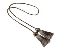 UBOHUZ Lot de 6 embrasses de Rideaux à Franges Faites à la Main, avec Boules suspendues, avec Boucle et Ruban adhésif pour Rideaux(Brown)