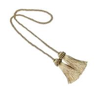 UBOHUZ Lot de 6 embrasses de Rideaux à Franges Faites à la Main, avec Boules suspendues, avec Boucle et Ruban adhésif pour Rideaux(Gold)