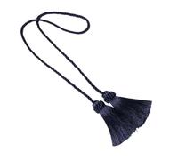 UBOHUZ Lot de 6 embrasses de Rideaux à Franges Faites à la Main, avec Boules suspendues, avec Boucle et Ruban adhésif pour Rideaux(Deep Blue)