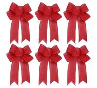 UBOHUZ Lot de 6 Grands nœuds Noël en Lin for Sapin, décoration Porte et fenêtre pour Intérieur Décoration(Color 1)