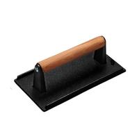 UBOHUZ Presse à Hamburger, Presse Bacon Ronde en Fonte Robuste, Steak de Viande avec Manche Bois for Plaque chauffante, Sandwich, poêle antiadhésive pour Grill(Cast Iron Rectangle)
