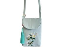 UBOHUZ Sac de téléphone brodé for voyage à bandoulière for femme Petit sac Sacs brodés vintage Pour Femme(Blue)